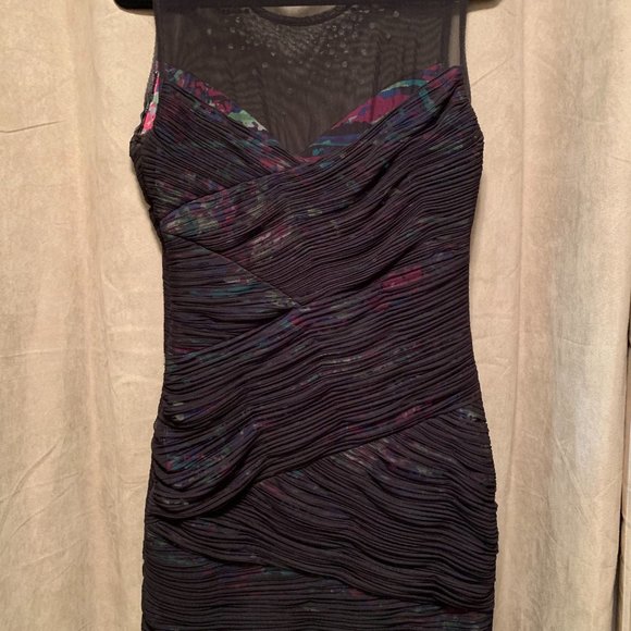 BCBG Black Dress Sheer Jewelled Accents - Picture 2 of 4
